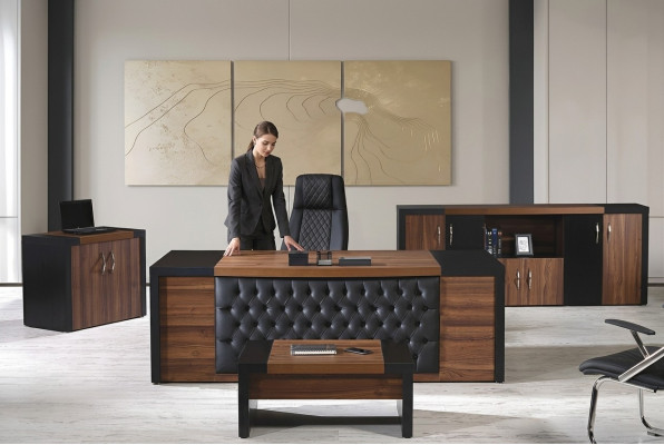 Bürotisch Büromöbel Komplettbüro Schreibtisch Set 4tlg Holz Braun Büro