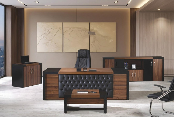 Bürotisch Büromöbel Komplettbüro Schreibtisch Set 4tlg Holz Braun Büro