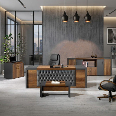 Komplettbüro Büromöbel Schreibtisch Büro Bürotisch Set 4tlg Holz Braun