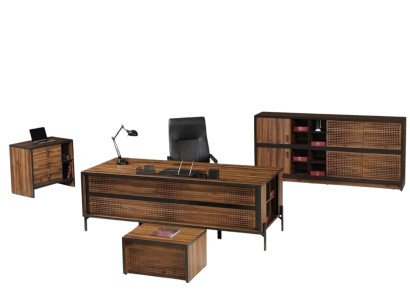 Komplette Arbeitszimmermöbel Schreibtisch Bürotisch 4tlg Holz Braun