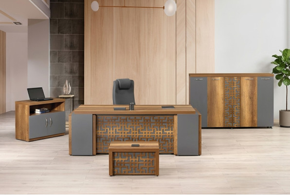Bürotisch Büromöbel Komplettbüro Schreibtisch Set 4tlg Holz Braun Büro