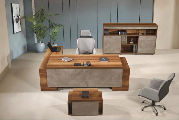 Komplettbüro Büromöbel Eckbürotisch Büro Bürotisch Set 3tlg Holz Braun