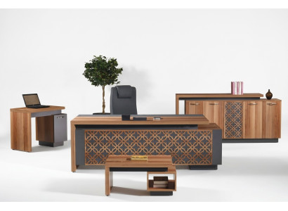 Bürotisch Büromöbel Komplettbüro Schreibtisch Set 4tlg Holz Braun Büro