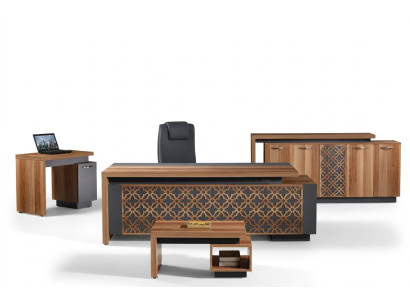 Komplettbüro Bürotisch Büromöbel Schreibtisch Set 4tlg Holz Braun Büro