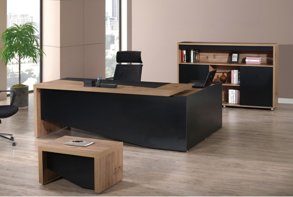 Büromöbel Komplettbüro Eckbürotisch Büro Bürotisch 3tlg Holz Schwarz
