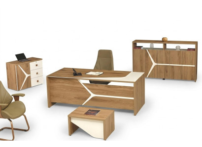 Komplettbüro Schreibtisch Büro Bürotisch Set 4tlg Holz Braun Modern