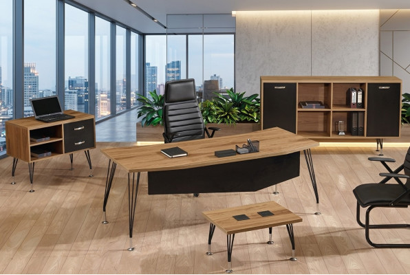 Büromöbel Komplettbüro Schreibtisch Büro Bürotisch 4tlg Holz Schwarz