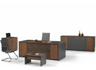 Komplettbüro Bürotisch Büromöbel Schreibtisch Set 4tlg Holz Braun Büro