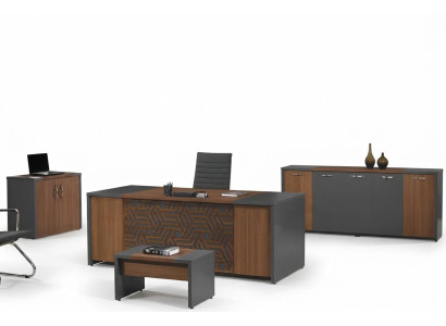 Bürotisch Büromöbel Komplettbüro Schreibtisch Set 4tlg Holz Braun Büro
