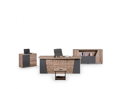 Komplettbüro Bürotisch Büromöbel Schreibtisch Set 4tlg Holz Braun Büro