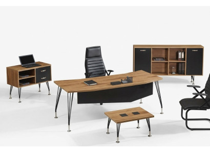 Komplettbüro Bürotisch Büromöbel Schreibtisch Set 4tlg Holz Schwarz