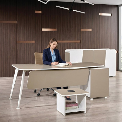 Arbeitstisch Komplettbüro Büromöbel Schreibtisch 3tlg Holz Set Beige