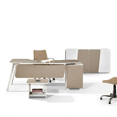 Arbeitstisch Komplettbüro Büromöbel Schreibtisch 3tlg Holz Set Beige