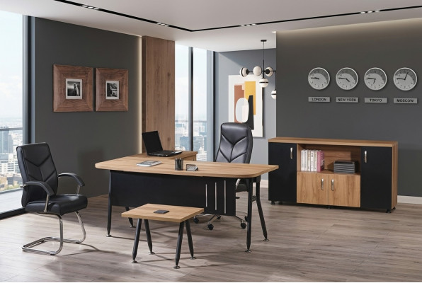 Büro Computermöbel Arbeitstisch Büromöbel Tisch 3tlg Holz Set Schwarz