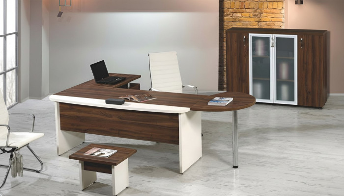 Garnitur Büromöbel Set 3tlg Eckbürotisch Komplettbüro Holz Braun Tisch