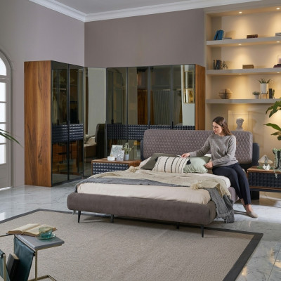 Postel Design ložnice manželská postel hnědá dřevo postelový rám sada 4 kusy