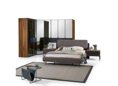 Postel Design ložnice manželská postel hnědá dřevo postelový rám sada 4 kusy