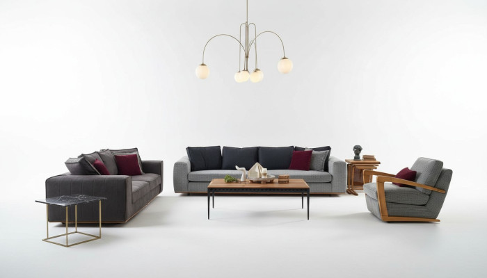 Couchgarnitur Komplette Sofa Stoffsofa Polstersofas Grau Set 3tlg Neu
