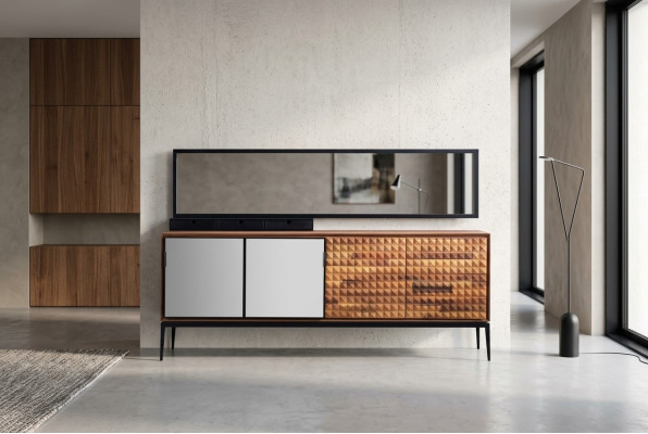 Anrichte Sideboard mit Spiegel Kommode Schrank Holz Braun Esszimmer