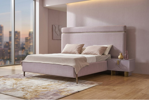 Komplette Schlafzimmermöbel Doppelbett Bett Rosa Luxus Set 3tlg Holz