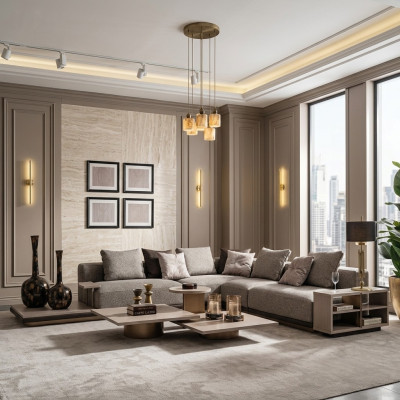 Ecksofa L form Wohnlandschaft Polstersofa Stoffsofa Grau Modern Sofa