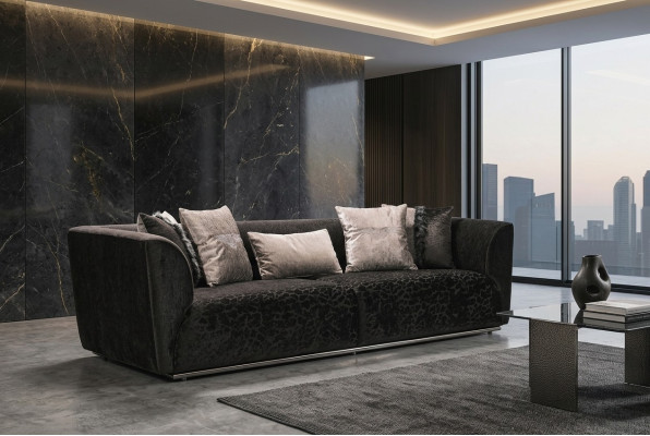Dreisitzer Sofa 3 Sitzer Polstersofa Stoffsofa Moderne Sofas Schwarz
