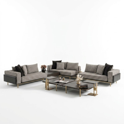 Ecksofa L form Eckgarnitur Großes Sofa Grau Polstersofa Stoffsofa Neu