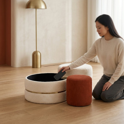 Skupina nánožníky Seat Pouf 3 kusů Set puff kávový stůl Ottomanský moderní stůl