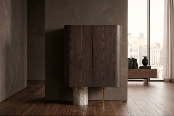 Barschrank Schrank Holzschrank Holz Bar Braun Getränke Design Flaschen
