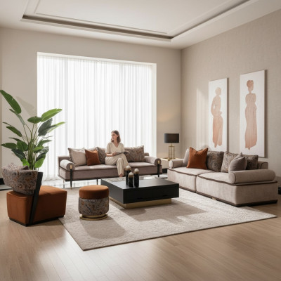 Komplette Couchgarnitur 431 Stoffsofa Sessel Sofas Gruppe Grau Tisch