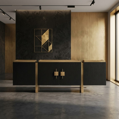 Anrichte Sideboard Schrank Kommode Holz Schwarz Modern Design Gold