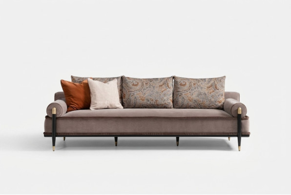 Dreisitzer Sofa 3 Sitzer Stoffsofa Grau Luxus Polstersofa Couch Stoff