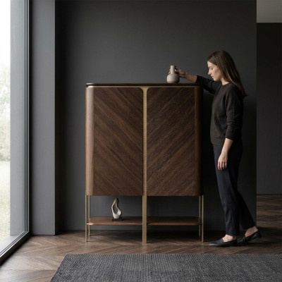 Barschrank Schrank Holzschrank Holz Bar Braun Getränke Design Flaschen