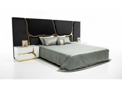 Schlafzimmer Garnitur Doppelbett Luxus Bett Nachttische Modern Schwarz