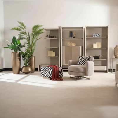 Sessel mit Hocker Ohrensessel Fernsehsessel Polstersessel Grau Zerba