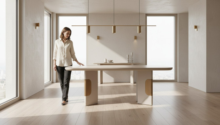 Moderní jídelní stůl Stůl do jídelny Dřevěný kout na jídlo Beige Design jídelny