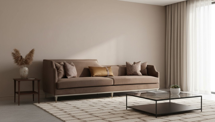 Stoffsofa Viersitzer Sofa 4 Sitzer Braun Sofas Wohnzimmer Polstersofa