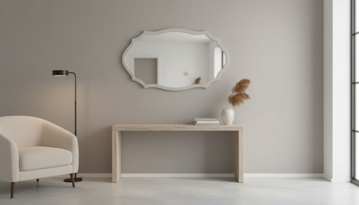 Zrcadlo na zeď Dekorativní luxusní design obývacího pokoje Beige 150x90 Dřevo