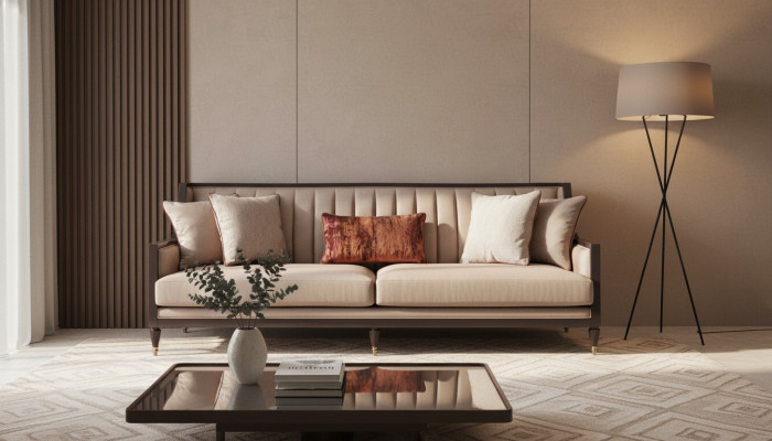 Viersitzer Sofa 4 Sitzer Stoffsofa Polstersofa Grau Klassischе Design