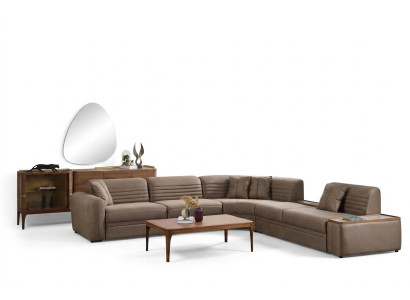 Couch Ecksofa Sofa Kunstleder Braun Polstersofa Wohnzimmer Ledersofa
