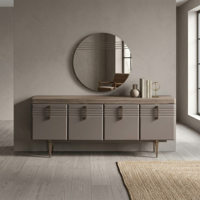 Sideboard Anrichte Grau Schrank Spiegel Kommode Holz Garnitur Kommode