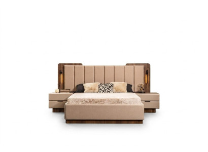 Kompletní ložnice Manželská postel Postele Beige Tkanina 3 ks.