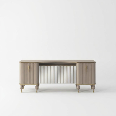 Moderne Beige Anrichte Luxuriöses Sideboard Wohnzimmer Holzschrank Neu
