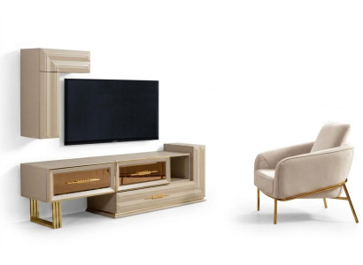 Obývací stěna RTV nízký stolek Komoda TV stojan Válcové skříň Beige Moderní