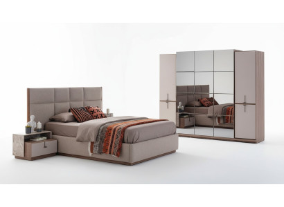 Komplette Schlafzimmer Doppelbett Bett Nachttische Grau 4tlg Schrank