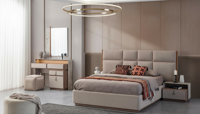 Luxus Schlafzimmermöbel Doppelbett Nachttische Grau 6tlg Schrank Bett