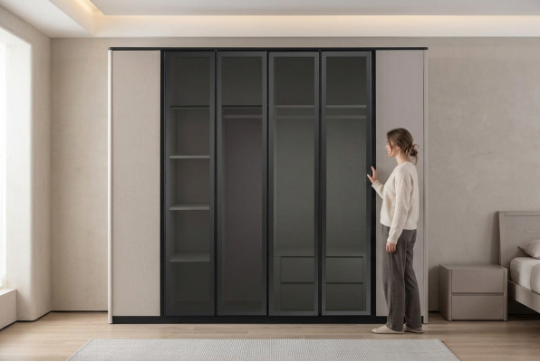 Kleiderschrank Garderobenschrank Schrank Moderne Holzschrank Grau