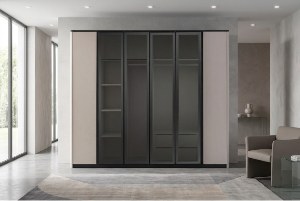 Kleiderschrank Garderobenschrank Schrank Moderne Holzschrank Grau