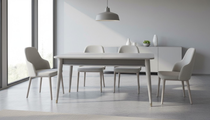 Šedý jídelní stůl Designer jídelní nábytek Rozkládací dřevěný stůl Nový