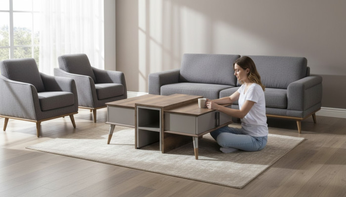Moderner Brauner Couchtisch Kaffetisch Designer Sofatisch Beistelltisch
